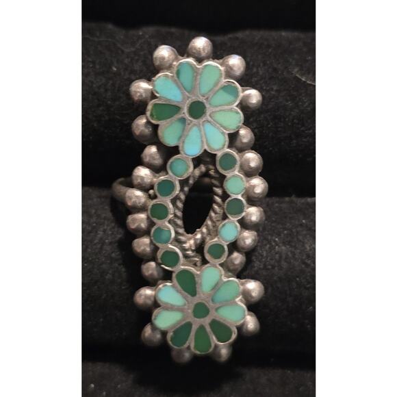 sz6.5 Zuni Dishta flush inlay turquoise ring - Picture 1 of 8